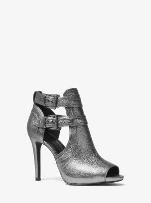 michael kors blaze metallic leather open-toe bootie